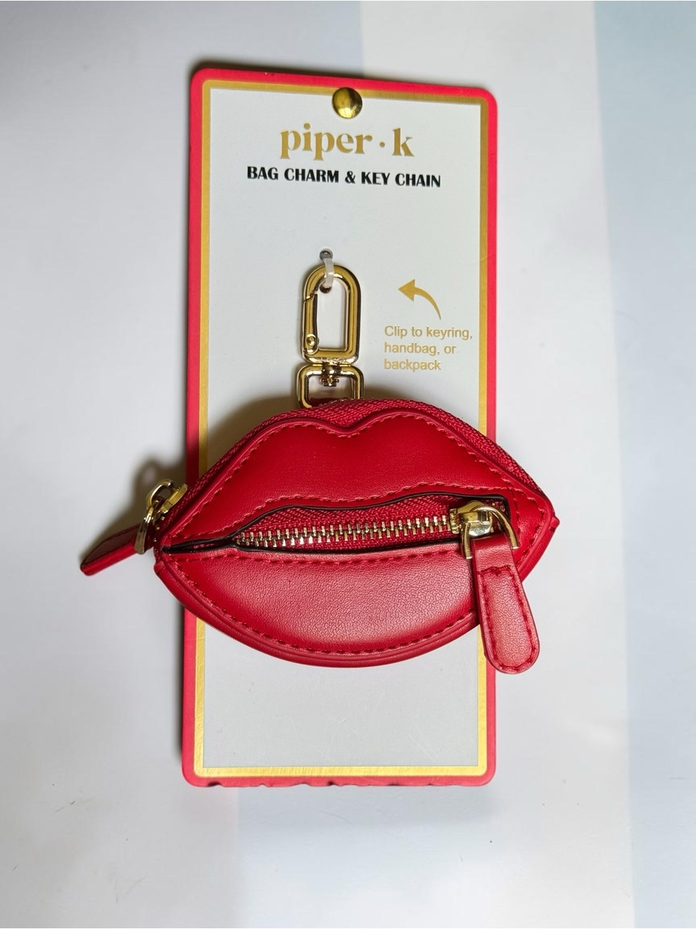Piper K Red Lip-Shaped Bag Charm & Key Chain